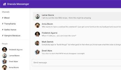 Dracula Messenger (React JS, Material UI)